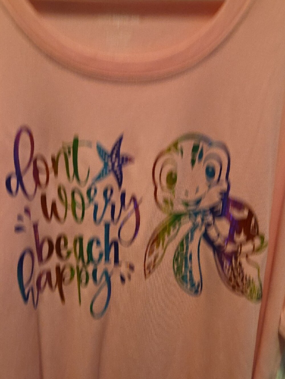 Don't Worry Beach Happy Short Sleeve Tee - Pink - Picture 3 of 4